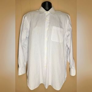 Robert Talbot White Blue Striped Button Down Shirt 16-35